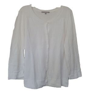Gap Optic White‎ Crew Neck Cardigan Long Sleeve Womens Size Small Fine Cotton